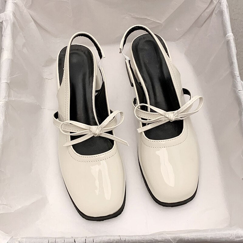Elegant Casual Woman for Shoes Sandals Bow Hollow Pure Color Fashion Shoes Summer Mary Janes Fashion Faity Sandals Design