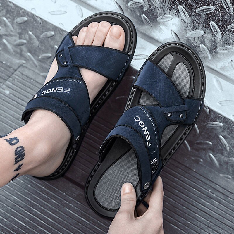 xiangtuibao sandals leather for men driving shoes beach Fashion Non Slip high quality Slippers casual outdoor Sandals leather