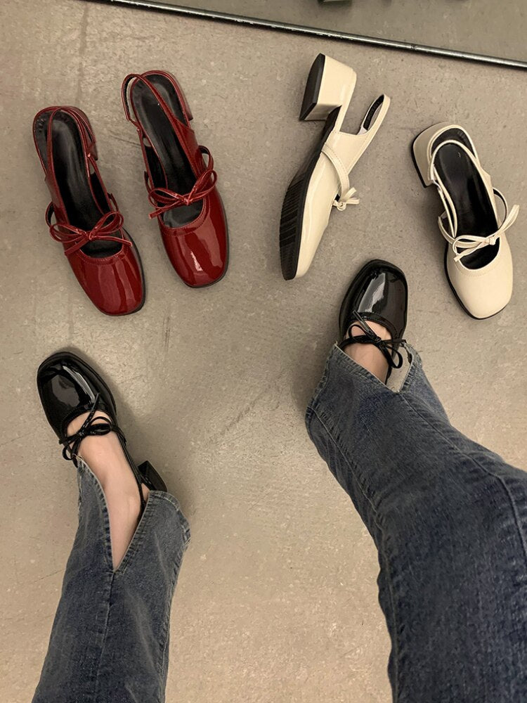 Elegant Casual Woman for Shoes Sandals Bow Hollow Pure Color Fashion Shoes Summer Mary Janes Fashion Faity Sandals Design