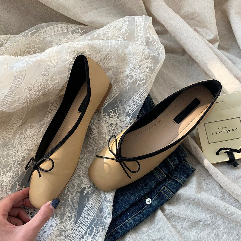 xiangtuibao Women Ballet Flat Shoes Comfortable Soft Boat Shoes Slip On Loafers Ballerina Shallow Slides Round Toe Casual Flats