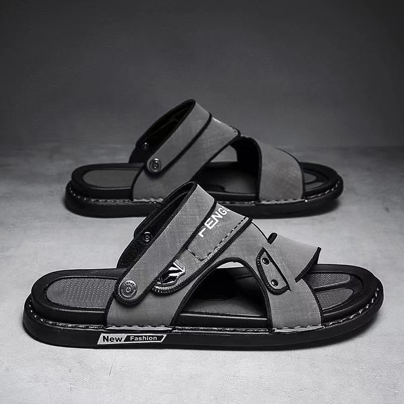 xiangtuibao sandals leather for men driving shoes beach Fashion Non Slip high quality Slippers casual outdoor Sandals leather