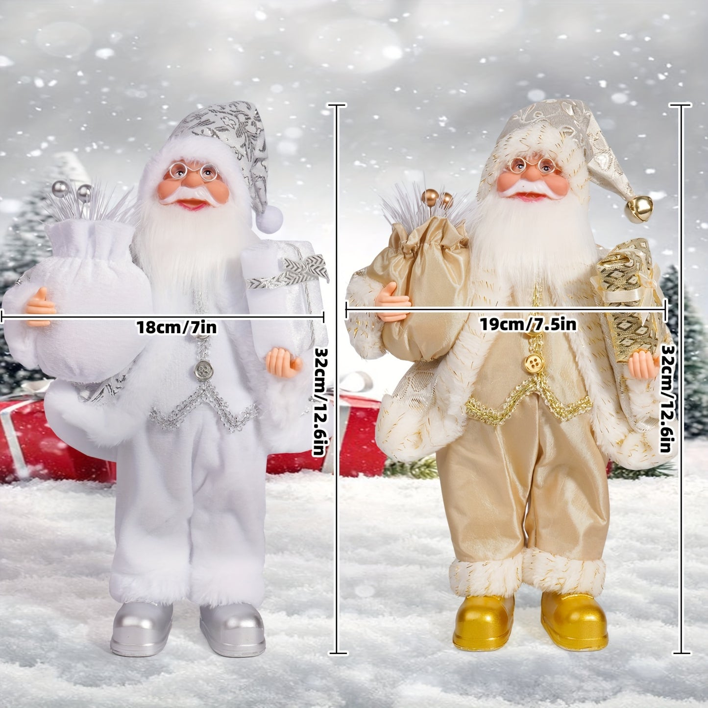 12-Inch Adorable Santa Claus Figurine - Vibrant Polyester Christmas Decoration for Holiday Parties, Events, and Home Display with Festive Red Hat and Beard