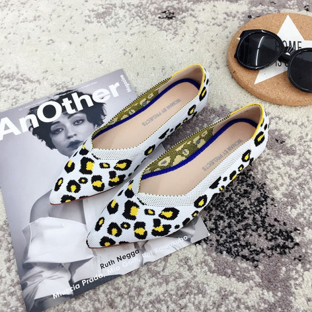 Spring Autumn Women Slip on Flat Loafers Ballet Breathable Knit Shoes Patchwork Maternity Shoes Mujer Loafers