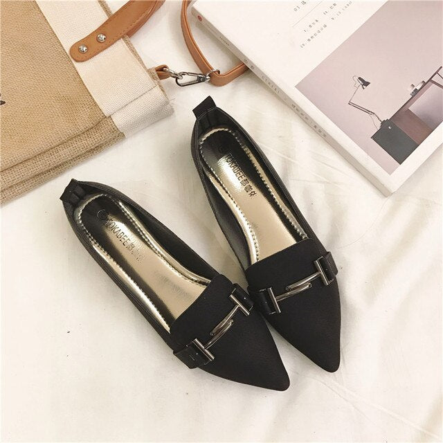 Flat Shoes Flat With Soft Bottom Spring New Single Women's Black Scoop Shoes Casual Large Size Women's Shoes