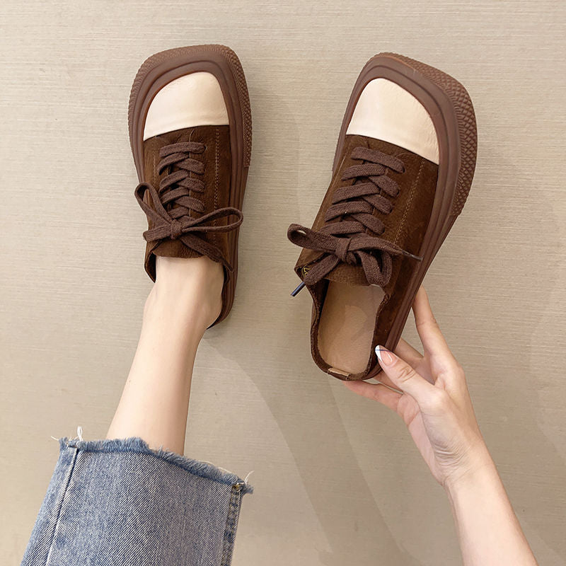 QWEEK Sneakers Women Autumn Casual Canvas Sports Shoes Flat Running Tennis Platform Basket Vulcanize Harajuku Rubber White