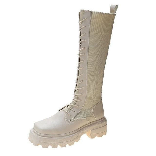 xiangtuibao Sexy Slim Women's Wedges Over The Knee Thick bottom High Heels Boots Autumn Winter Wear-resistant non-slip Boots Woman Boot