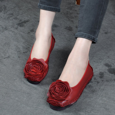 xiangtuibao Genuine Leather Sneakers Women Flat Loafers Shoes Flower Slip On Retro Shoes Female Autumn Soft Mother Flats Loafer
