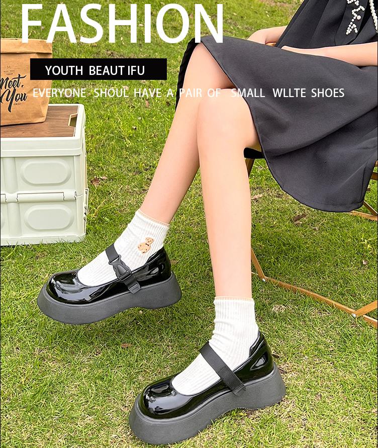 Platform Flats Women Patent Leather Casual Lolita Shoes Female Chunky Heel Vintage Mary Jane Flats Fashion Loafers