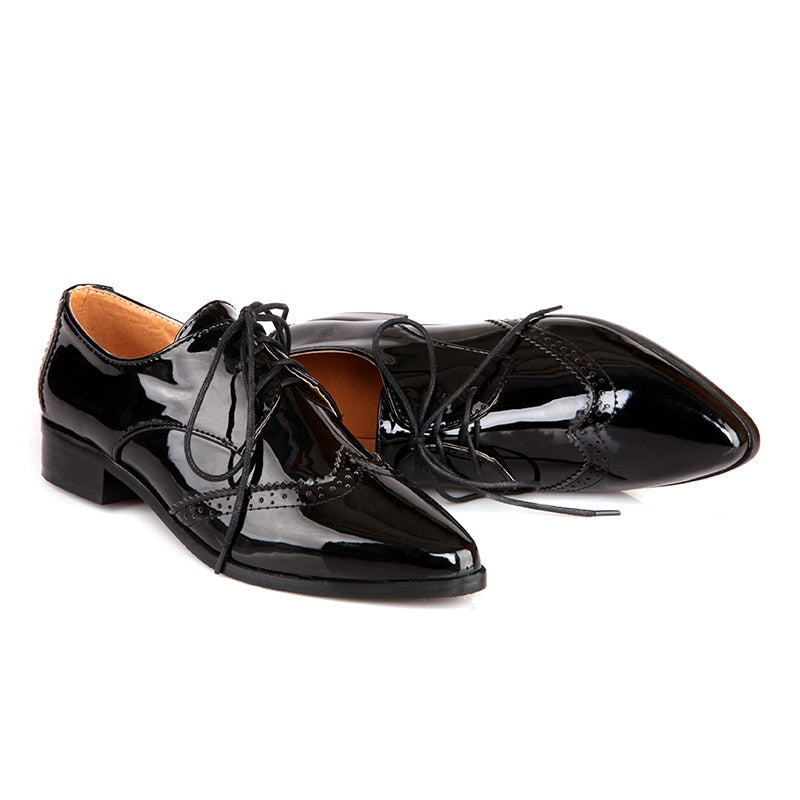 xiangtuibao Pointed Toe Shoes Woman Casual Female Sneakers Shose Women Patent Leather Ballet Flats Oxfords Women's Autumn New Dress