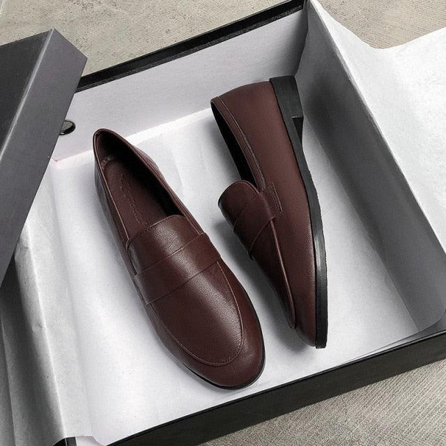 Plus Size 44 Spring Designer Shoes Woman Quality Leather Slip on Flats Shoes for Women Loafers Ladies Shoe Zapatos De Mujer JJ22