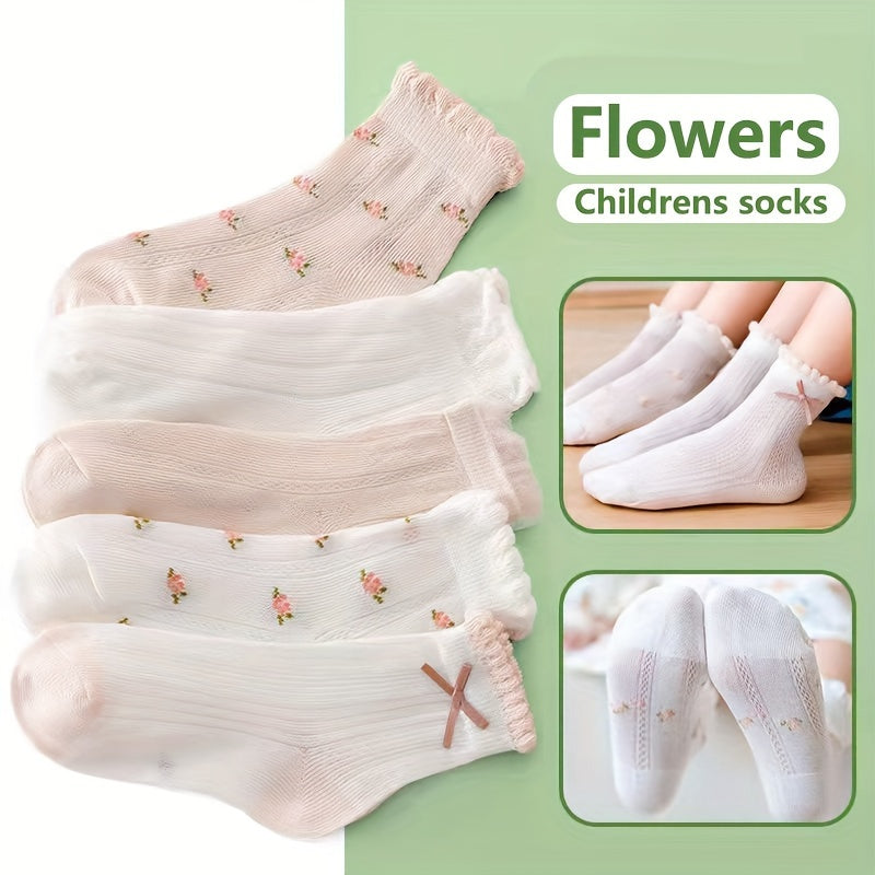 10 Pairs of Adorable Cartoon Patterned Ankle Socks - Soft, Breathable, Comfy, and Moisture-Wicking for Girls Spring and Summer Wear - Cotton Blend, Knit Fabric, Low-Cut Design