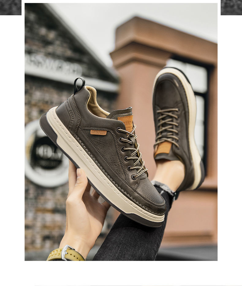 xiangtuibao Top Quality Genuine Leather Shoes Mens Sneakers Knit Collar Men's Casual Shoes Hollow Men Leather Shoes Zapatillas De Mujer