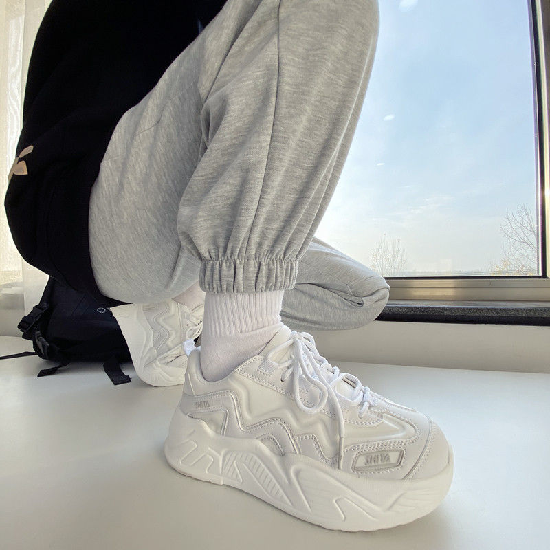 xiangtuibao White Shoes For Women Autumn New Design Women's Platform Sneakers Height Increasing Ladies Sport Shoes 41 42 43 Plus Size