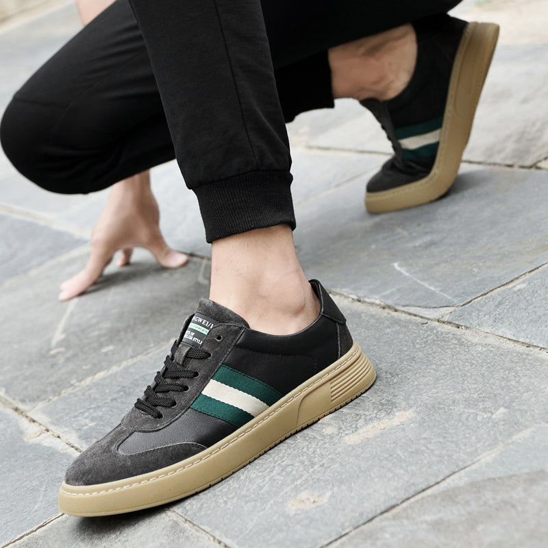 Spring Autumn Men Sneakers Genuine Leather Men Casual Shoes Mens Fashion Breathable Sneakers Comfy Non-slip Board Flat Shoes