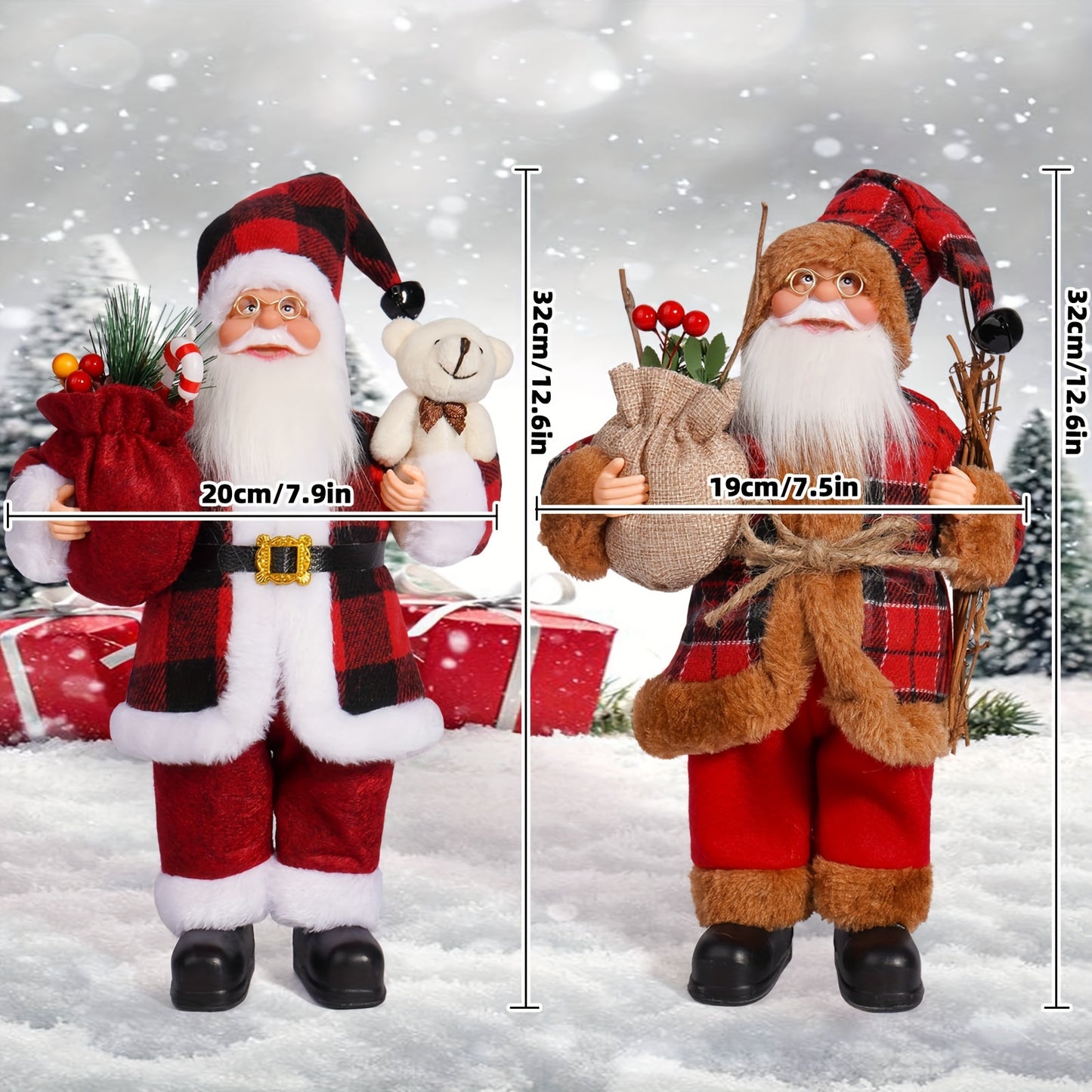 12-Inch Adorable Santa Claus Figurine - Vibrant Polyester Christmas Decoration for Holiday Parties, Events, and Home Display with Festive Red Hat and Beard
