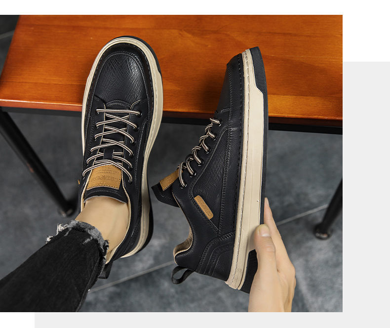 xiangtuibao Top Quality Genuine Leather Shoes Mens Sneakers Knit Collar Men's Casual Shoes Hollow Men Leather Shoes Zapatillas De Mujer