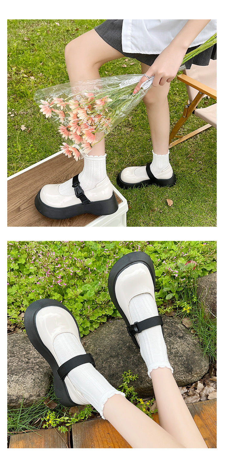 Platform Flats Women Patent Leather Casual Lolita Shoes Female Chunky Heel Vintage Mary Jane Flats Fashion Loafers