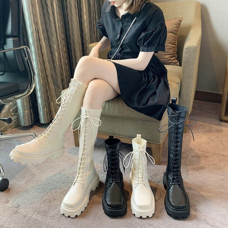 xiangtuibao Sexy Slim Women's Wedges Over The Knee Thick bottom High Heels Boots Autumn Winter Wear-resistant non-slip Boots Woman Boot