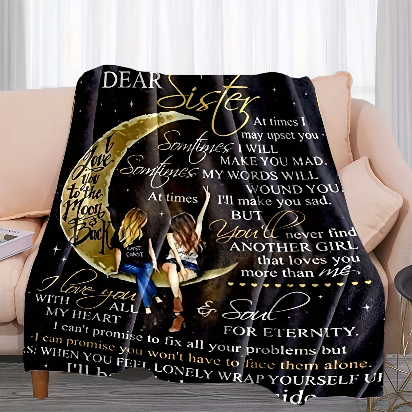 1pc Cozy Moon Printed Flannel Envelope Blanket - Soft, Warm, and Versatile Throw Blanket for All Seasons, Perfect for Couch, Bed, Sofa, Office, Camping, Travel, and Home Decor - Ideal Holiday Gift for Sister, Ramadan, and Any Occasion