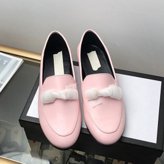 Women's Genuine Leather Loafers Mules Flat Bottom Low Heels Round Toe Autumn Brand Designer Ladies Shallow Casual Shoes