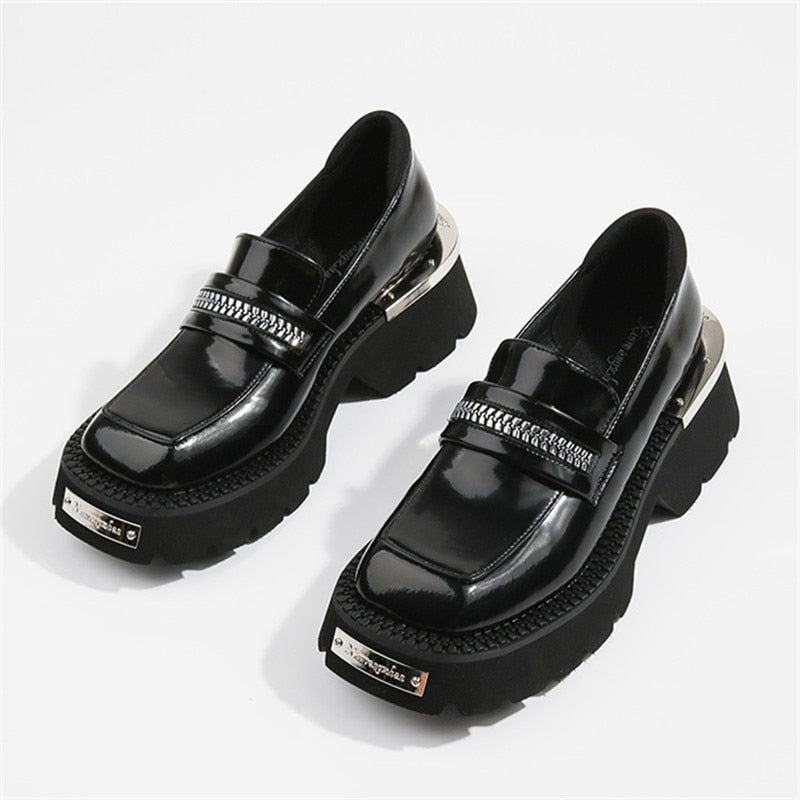 xiangtuibao Women Pumps Thick Sole Platform Low Heel Shoes for Woman Slip-on Espadrilles Chunky Heel Leather Dress Creepers Casual Loafers