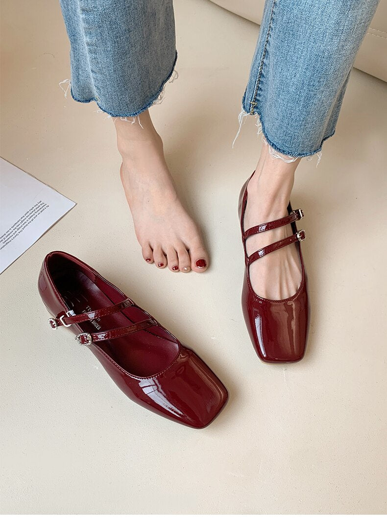xiangtuibao Woman Pumps Mary Jane Low Heels Shoes Leather Casual Shoes Women Retro Style Square Heeled Shoes Ladies Elegant Lolita Shoes NEW