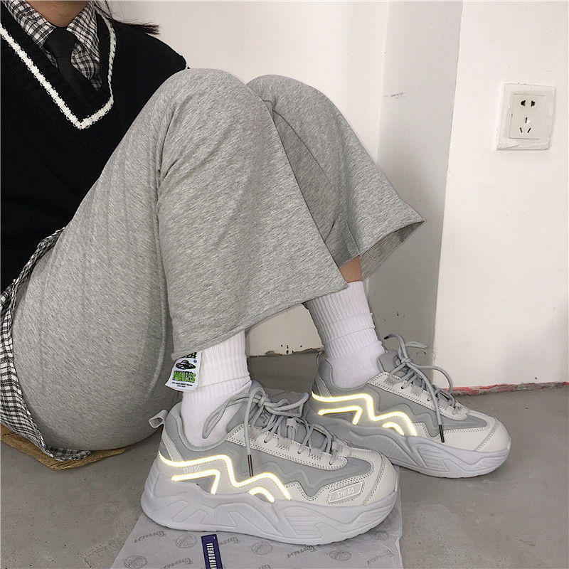 xiangtuibao White Shoes For Women Autumn New Design Women's Platform Sneakers Height Increasing Ladies Sport Shoes 41 42 43 Plus Size