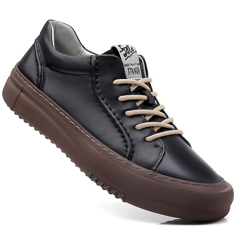 Spring Autumn Men Casual Lace-Up Sneakers Fashion Board Round Toe Comfy Shoes Men's Outdoor Walking Thick Bottom Sneakers