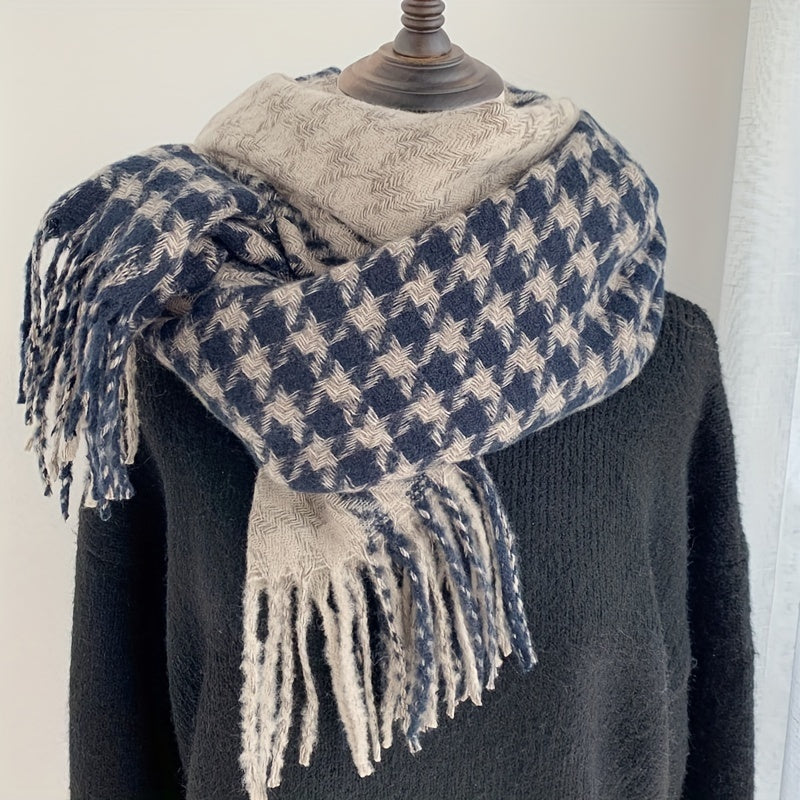 1pc winter houndstooth scarf warm scarf, thickened warm scarf for men