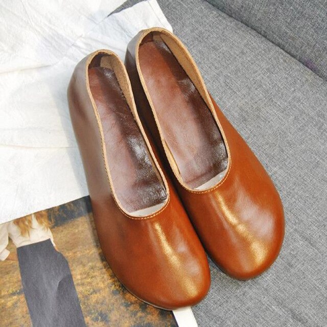 Light Mouth Single Shoes Women's Flat Bottom Candy Color Scoop Shoes Round Head Leather Casual Simple Shoes Zapatos Mujer