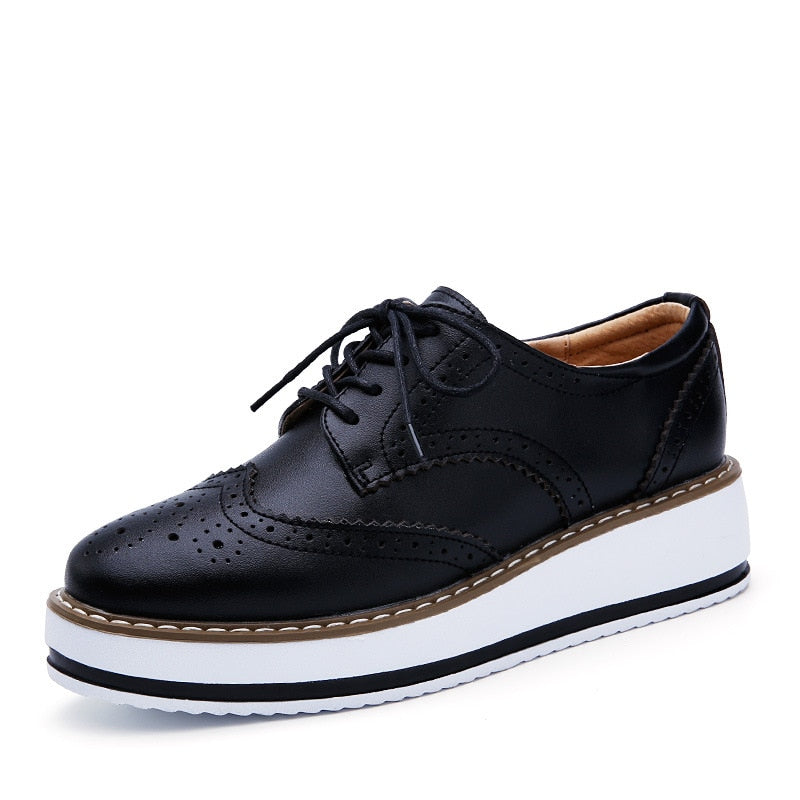 Spring Autumn Flat Oxford Shoes For Women Platform Shoes Woman Brogue Patent Leather Flats Lace Up Women Shoes Female
