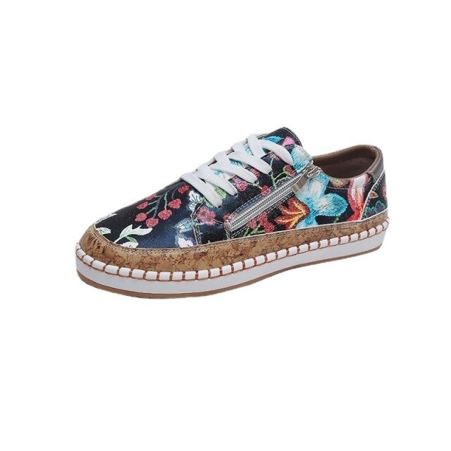 New European and American style fashion trendy new flower side zipper casual single shoes flat women's shoes XM345