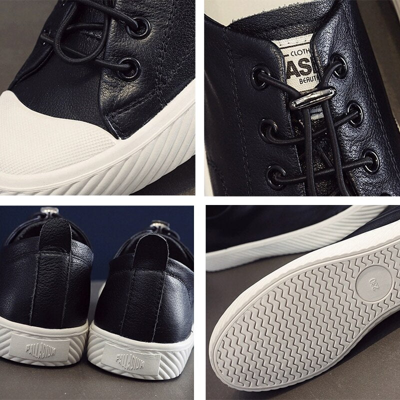 xiangtuibao Fashion Cowhide Sneakers Women Casual Breathable Walking Shoes Flat Sport Shoes Genuine Leather Vulcanized Shoes Spring