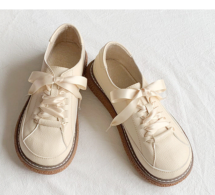 Spring Autumn New Women Oxford Shoes Flat on Platform Casual Shoes Lace Up Leather Shoes Sewing Round Toe zapatos mujer cx288