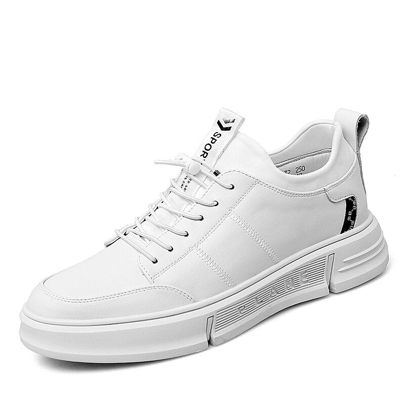 xiangtuibao Fashion Men Casual Sneakers Leather Microfiber White Black Vulcanized Shoes Lace Up Sports Footwear Man Free Shipping