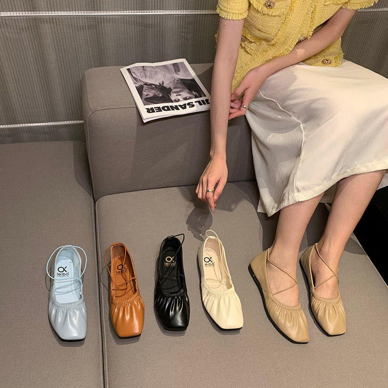 Women Casual Flats Spring Autumn Comfortable Soft Boat Shoes Loafers Ballerina Shallow Round Toe Ballet Flat Shoes
