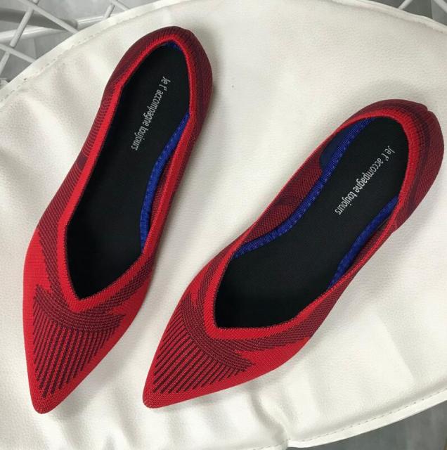 Spring Autumn Women Slip on Flat Loafers Ballet Breathable Knit Shoes Patchwork Maternity Shoes Mujer Loafers