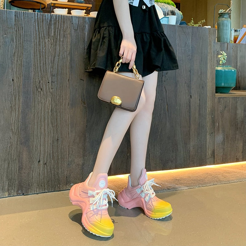 Summer Shoes Women Brand Design Bling Sequined Women's Casual Shoes Fashion Female Chunky Sneakers Stylish Sport Shoes