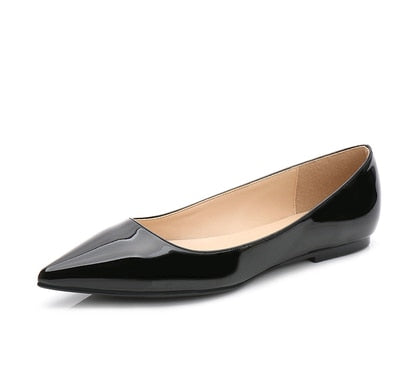 Ladies 2-48 Patent Leather Slip-ons Green Beige Pointy Toe Light Shoes For Women Promotion Simple Flats Spring Outdoor Cute