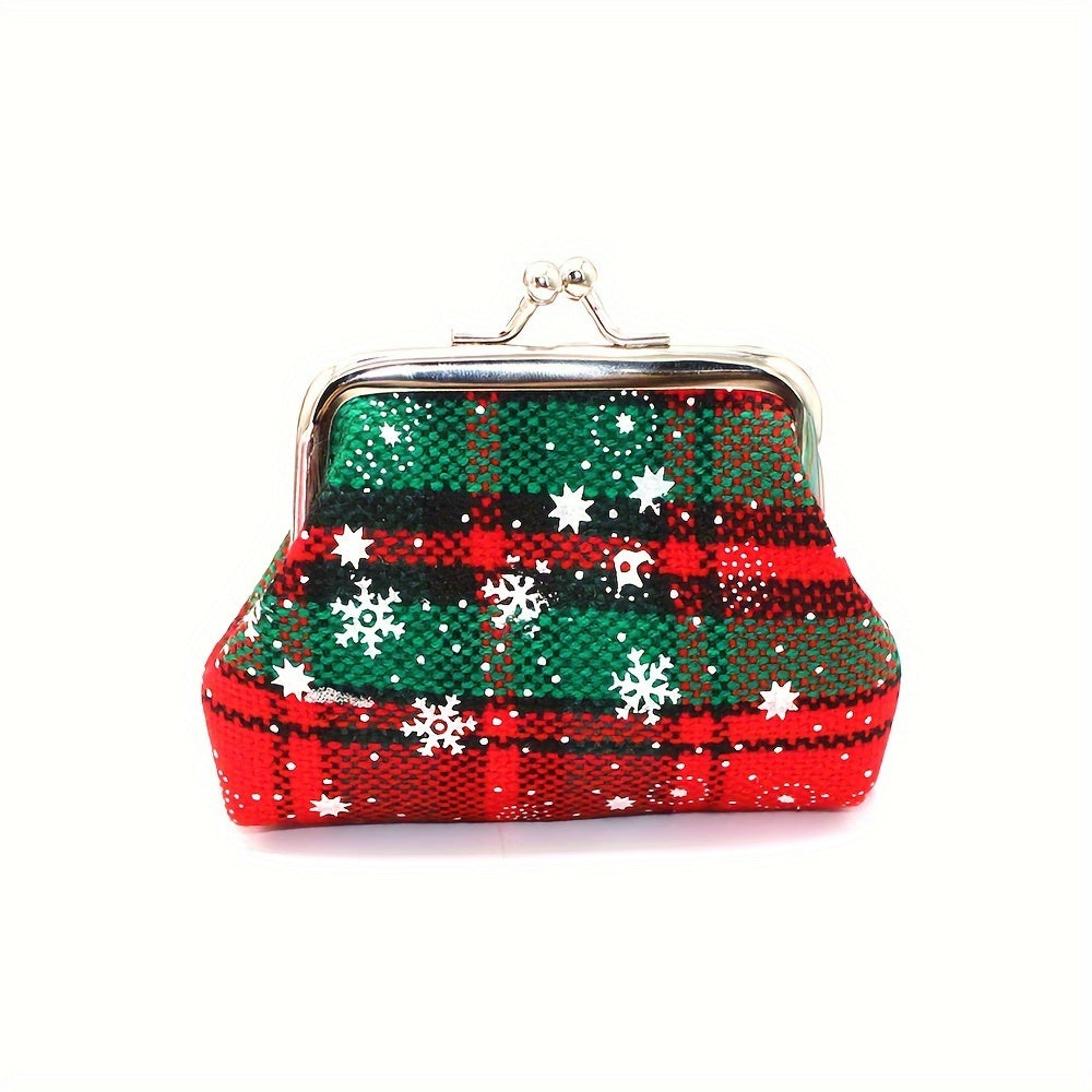 1pc Girl's Christmas Gift Bag, Snow Pattern Purse, Jewelry Storage Bag for stocking stuffers