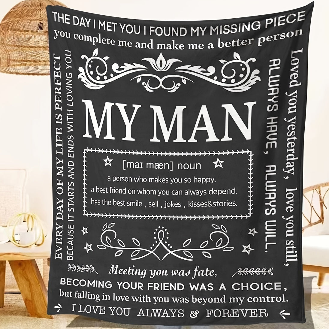 1pc Cozy Love Blanket - Soft, Comfortable, and Cuddly Throw for Him, Perfect Birthday, Anniversary, Christmas, Valentine's Day Gift for Husband, Boyfriend - Unique I Love You Present for Special Occasions