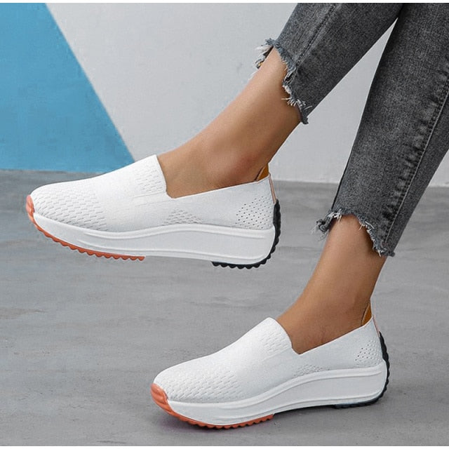 xiangtuibao Women Flat Shoes Platform Cotton Loafers Elastic Shallow Casual Ladies Sneakers Soft Vulcanized Shoes Female Autumn New