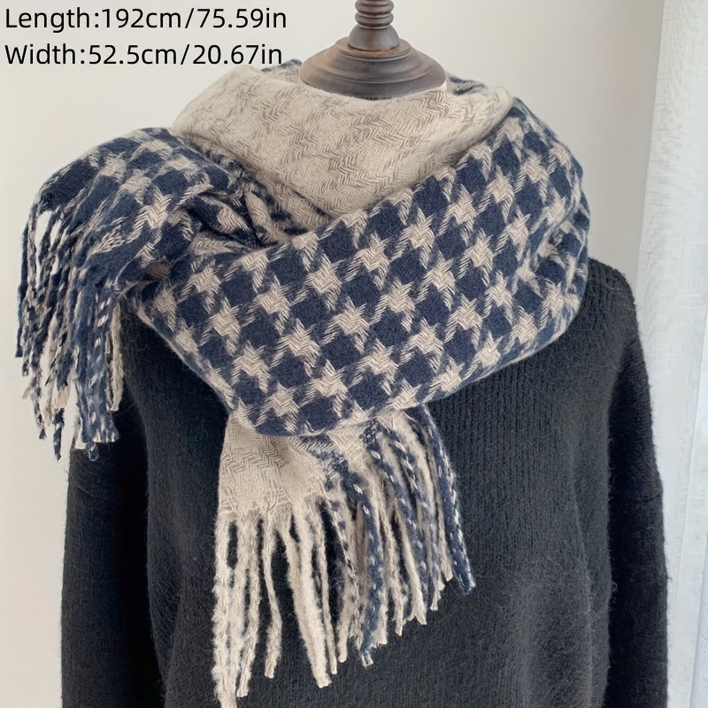 1pc winter houndstooth scarf warm scarf, thickened warm scarf for men