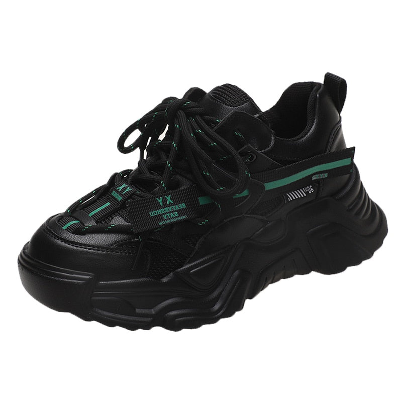 Women Sneakers Flat Platform Shoes Height Increasing PU Leather Fashion Casual Shoes Breathable Thick Bottom Ladies Shoes