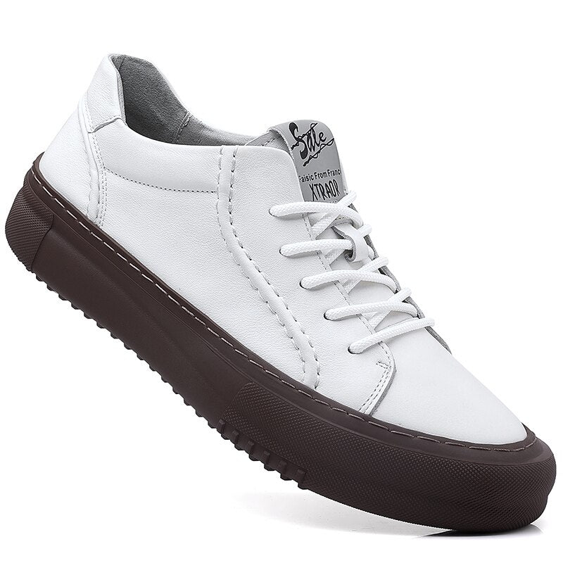 Spring Autumn Men Casual Lace-Up Sneakers Fashion Board Round Toe Comfy Shoes Men's Outdoor Walking Thick Bottom Sneakers