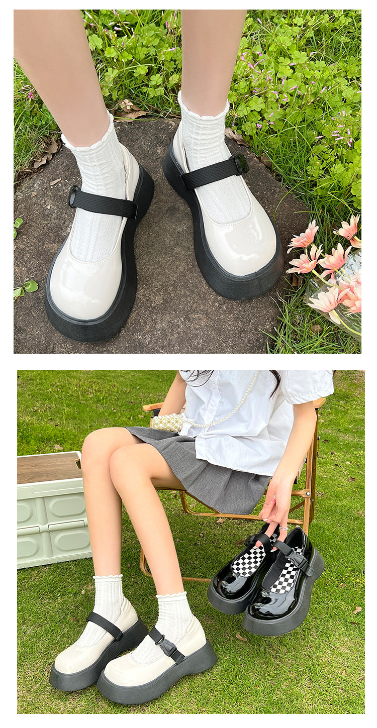 Platform Flats Women Patent Leather Casual Lolita Shoes Female Chunky Heel Vintage Mary Jane Flats Fashion Loafers