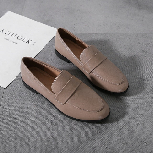Plus Size 44 Spring Designer Shoes Woman Quality Leather Slip on Flats Shoes for Women Loafers Ladies Shoe Zapatos De Mujer JJ22