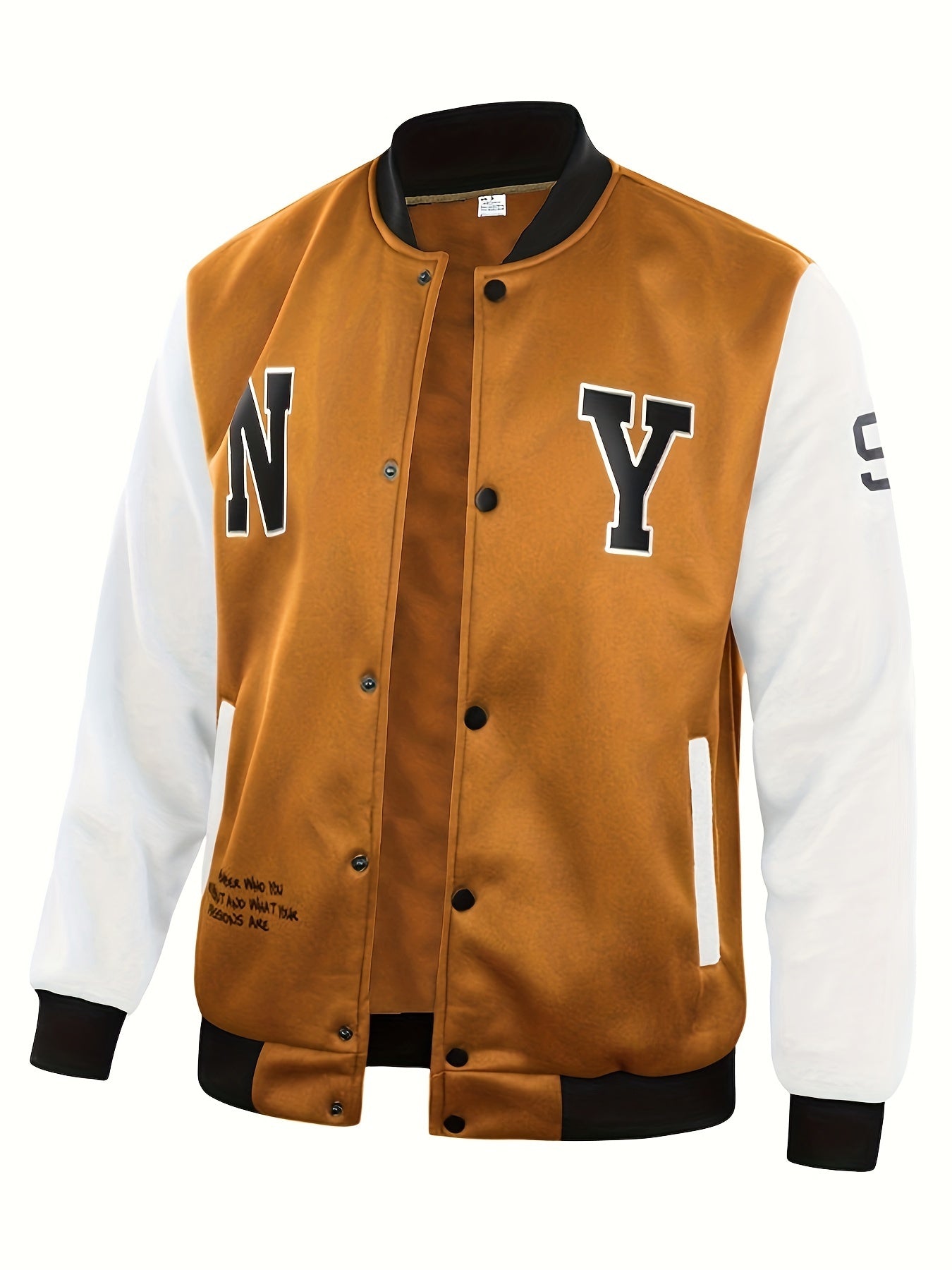 Mens Classic LA Print Varsity Jacket - Stylish Color Block Design - Durable Button Up for Spring/Fall - Trendy College Baseball Style