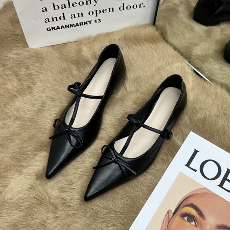 Pointed Toe Flats Women New Bowknot Casual Loafers Boat Shoes Comfortable Soft Ballet Flats Summer Red Wedding Shoes
