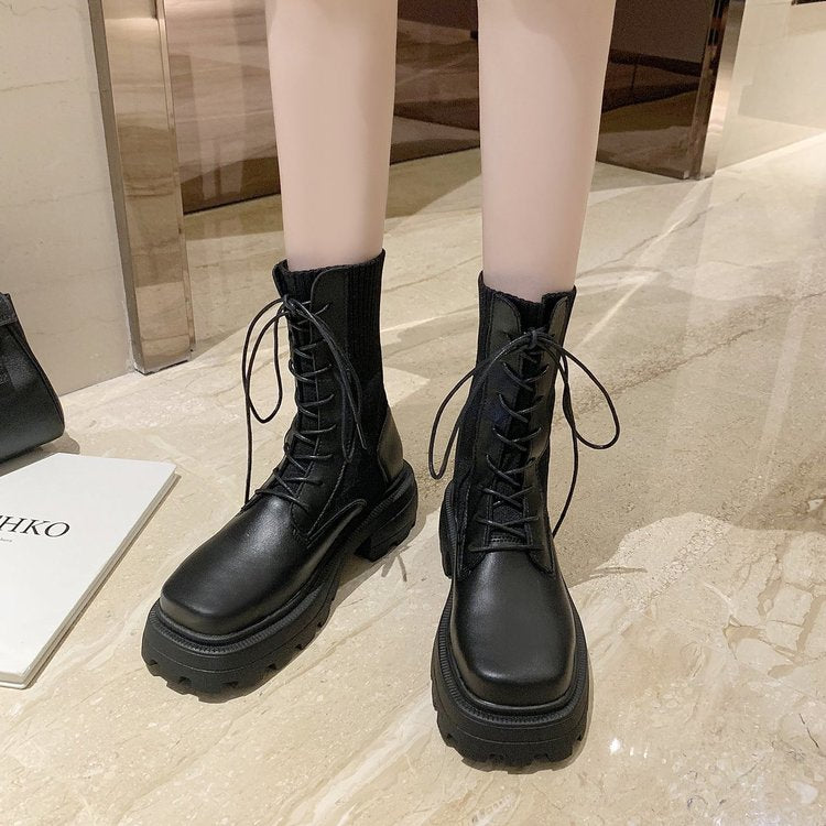 xiangtuibao Sexy Slim Women's Wedges Over The Knee Thick bottom High Heels Boots Autumn Winter Wear-resistant non-slip Boots Woman Boot